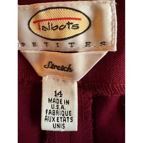 Talbots Petites Womens Stretch Burgundy Pants Size 14 Made In USA - Picture 4 of 8